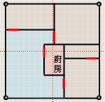 阳宅风水，厨房居中。