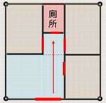 厨卫风水：厕所门正对大门。